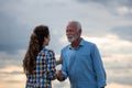 Man and woman shaking hands outdoor Royalty Free Stock Photo