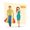Man and woman with shopping bags. Royalty Free Stock Photo