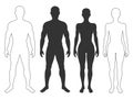 Man and woman silhouettes and contours Royalty Free Stock Photo