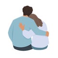 Man and woman are sitting embracing