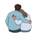 Man and woman are sitting embracing