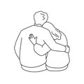 Man and woman are sitting embracing