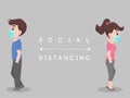 Social Distancing, People keeping distance for infection risk and disease