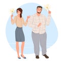 man and woman with sparklers in hand Royalty Free Stock Photo