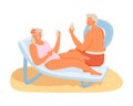 Man and woman spending time outside. Sharing tasty cocktails near swimming pool Royalty Free Stock Photo