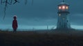 Eerily Realistic Night Landscape With Lighthouse And Creepy Dolls