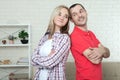 Man and woman standing back to back after quarrel at home. Confl Royalty Free Stock Photo