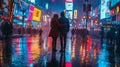 Man and Woman Standing in the Rain Royalty Free Stock Photo