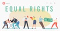 Man and Woman Struggle for Equal Gender Rights Landing Page Template. Male Female Characters Arm Wrestling Battle