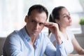 Man and woman stubbornly not talking having fight at home Royalty Free Stock Photo