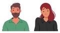 Man and Woman With A Subtle Shrug And A Gentle Smile, Expresses An Ambiguous Emotion, Cartoon People Royalty Free Stock Photo