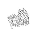 Man, woman, sunflowers sketch vector illustration Royalty Free Stock Photo