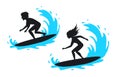 Man and woman surfing silhouette