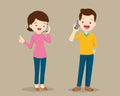 Man and woman talking on the cell phone Royalty Free Stock Photo