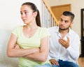 Man and woman talking stressfully Royalty Free Stock Photo