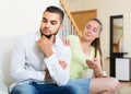 Man and woman talking stressfully Royalty Free Stock Photo