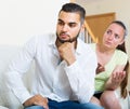 Man and woman talking stressfully Royalty Free Stock Photo