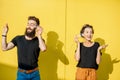 Man and woman talking with string phone Royalty Free Stock Photo