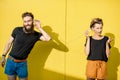 Man and woman talking with string phone Royalty Free Stock Photo