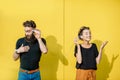 Man and woman talking with string phone Royalty Free Stock Photo