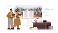 man woman teachers couple reading books in library happy labor day celebration concept horizontal