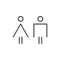 Man and woman thin line abstract icon. Male, female restroom sign. Girl and boy WC pictogram. Vector toilet symbol Royalty Free Stock Photo