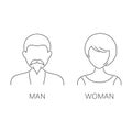 Man and woman thin line icons