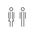 Man and woman thin line minimalistic icon. Male, female restroom sign. Girl and boy WC pictogram. Vector toilet symbol Royalty Free Stock Photo