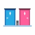 Man and woman toilet door sign, icon, male and female gender symbol in public bathroom flat illustration vector Royalty Free Stock Photo