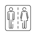 Man and Woman toilet line icon, outline vector sign, linear pictogram isolated on white. WC, Water closet symbol, logo