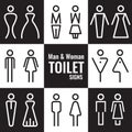 Man and Woman Toilet line sign vector set design