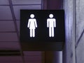 Man and woman toilet sign in public space. Female and male symbols for comfort room. Public toilet sign Royalty Free Stock Photo