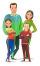 Man and woman in tracksuit. Got ready for sports activities. Cheerful person. Standing pose. Cartoon style. Single