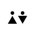 Man and woman triangle icon. Vector toilet symbol. Male and female sign for restroom. Girl and boy WC bathroom pictogram Royalty Free Stock Photo