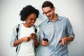 Man and woman using mobile phone Royalty Free Stock Photo
