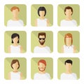 Man and woman vector avatar set in modern flat style.