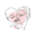 Man and woman vector sketch portraits. Close relationship, couple, love, lovers. Royalty Free Stock Photo