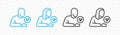 Outline person and Vimeo app editorial logo. Man, woman and Vimeo social media vector icon