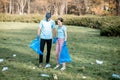 Volunteers cleaning public park from the rubbish