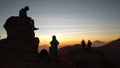 Man and woman waiting for beautiful sunrise in Sikunir-Dieng Central Java Royalty Free Stock Photo