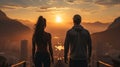 Man and woman waking up early to exercise while the sun. Generative AI. Royalty Free Stock Photo