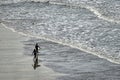 Man and a woman walking along a pristine beach with their surfboards in hand