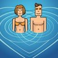 Man and woman in water