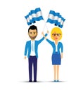 Man and woman waving Argentina flags