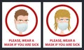 Man and woman wear medical mask. Hygiene mask. Virus protection.