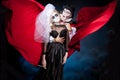 Man and woman wearing as vampire and witch. Halloween Royalty Free Stock Photo