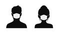 Man and woman wearing medical masks, protecting themselves against pandemic epidemic infection. Coronavirus - COVID-19, virus