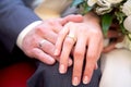 Man and woman with wedding rings Royalty Free Stock Photo