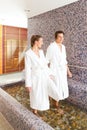 Man and woman while wellness water treading Royalty Free Stock Photo