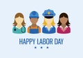 Happy Labor Day with worker icon set vector Royalty Free Stock Photo